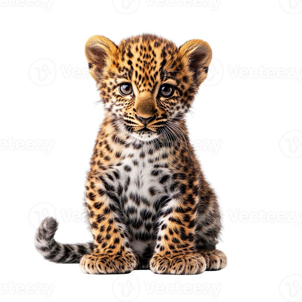 leopard cub sitting isolated on transparent background png
