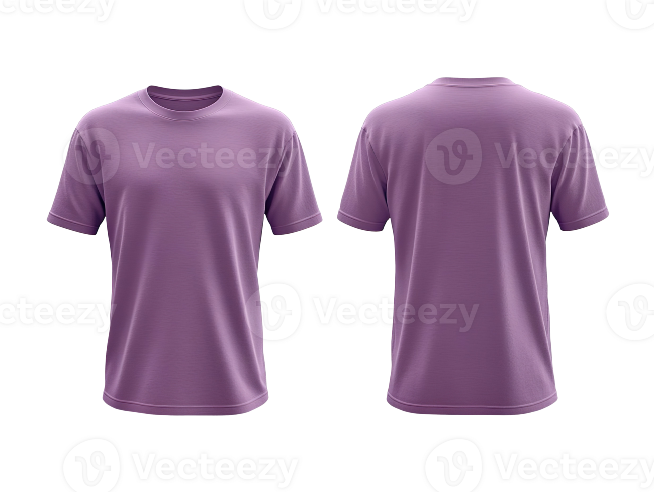 Lilac men's classic t-shirt front and back isolated on a transparent background png