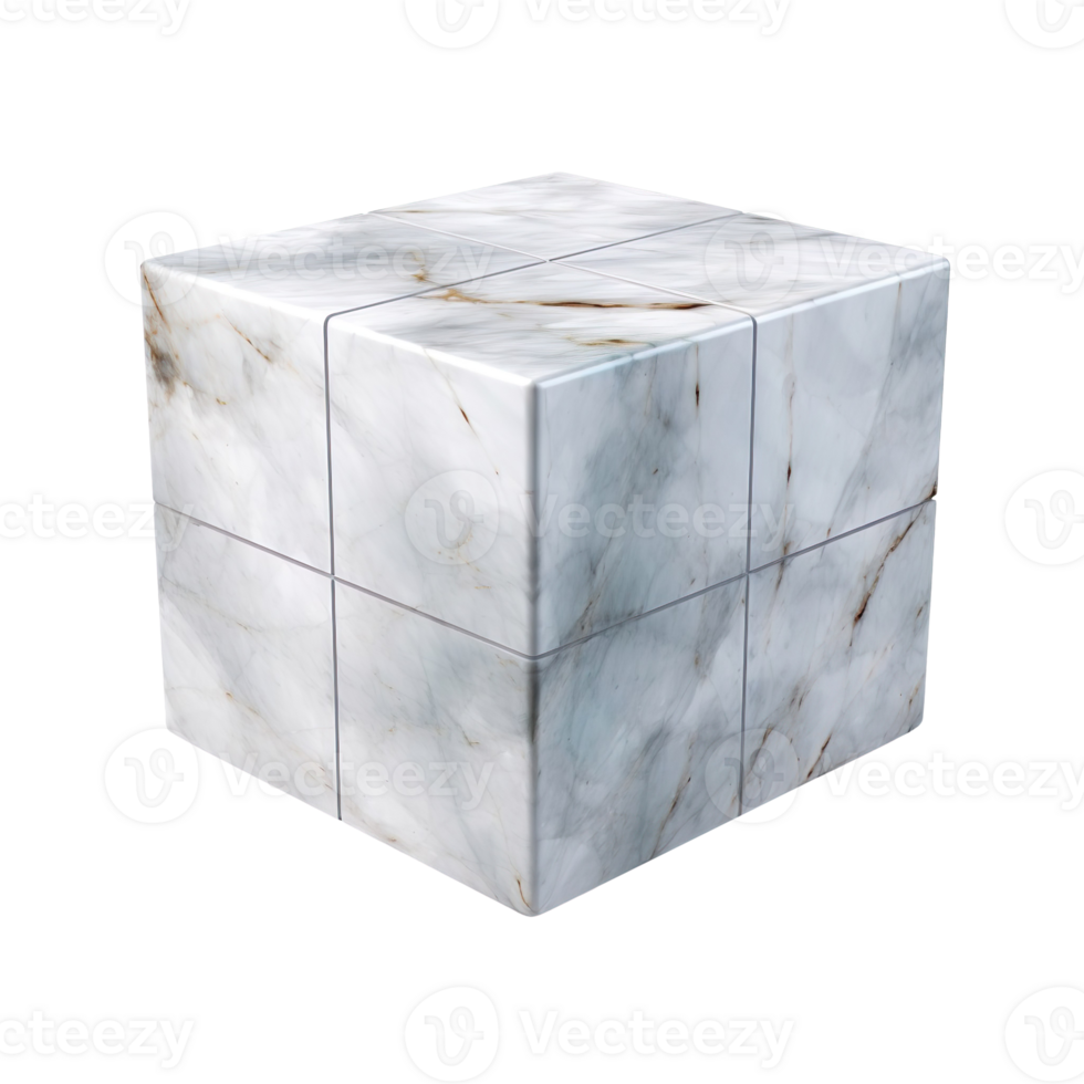 Marble cube isolated on transparent background png