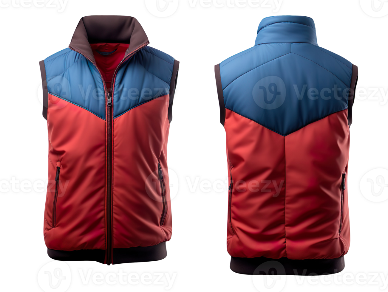 Luxury Blue And Red Vest Men Windproof with fleece isolated on transparent background png