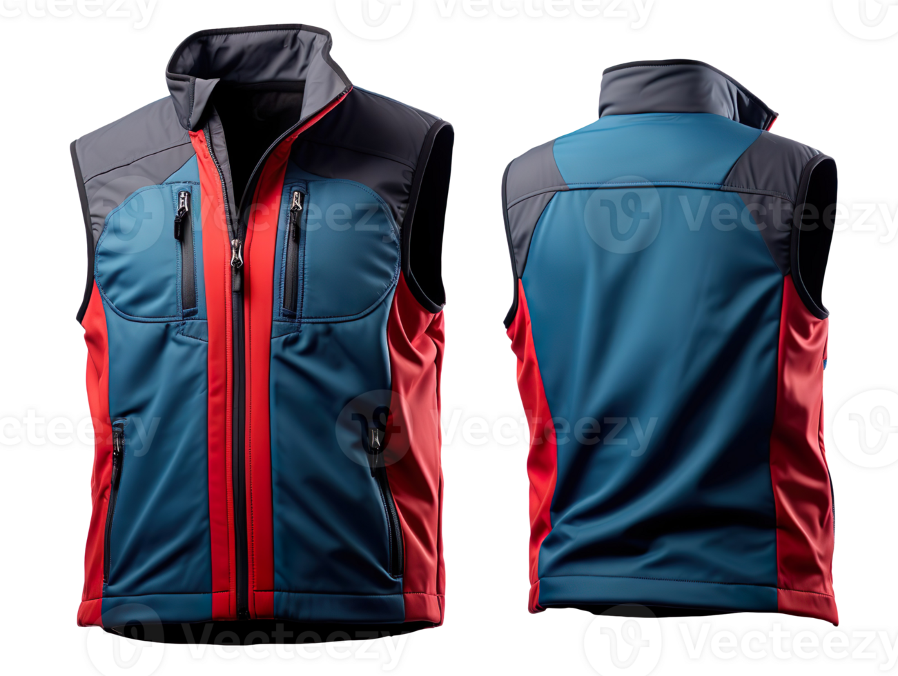 Luxury Blue And Red Vest Men Windproof with fleece isolated on a transparent background png