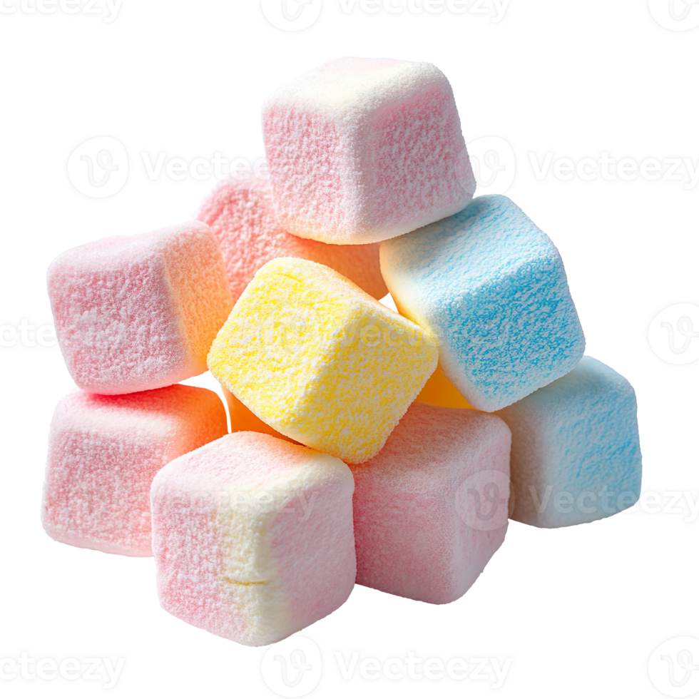 Marshmallow candies isolated on transparent background png