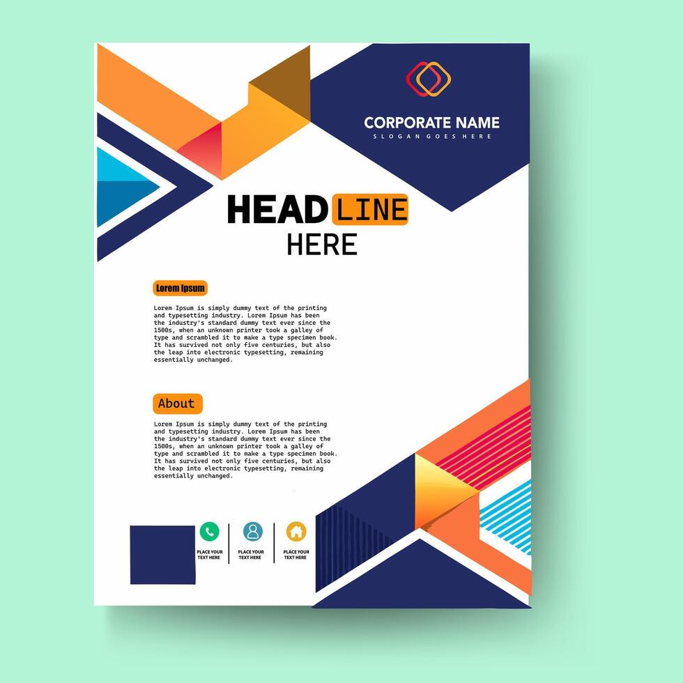 A flyer template with geometric shapes vector