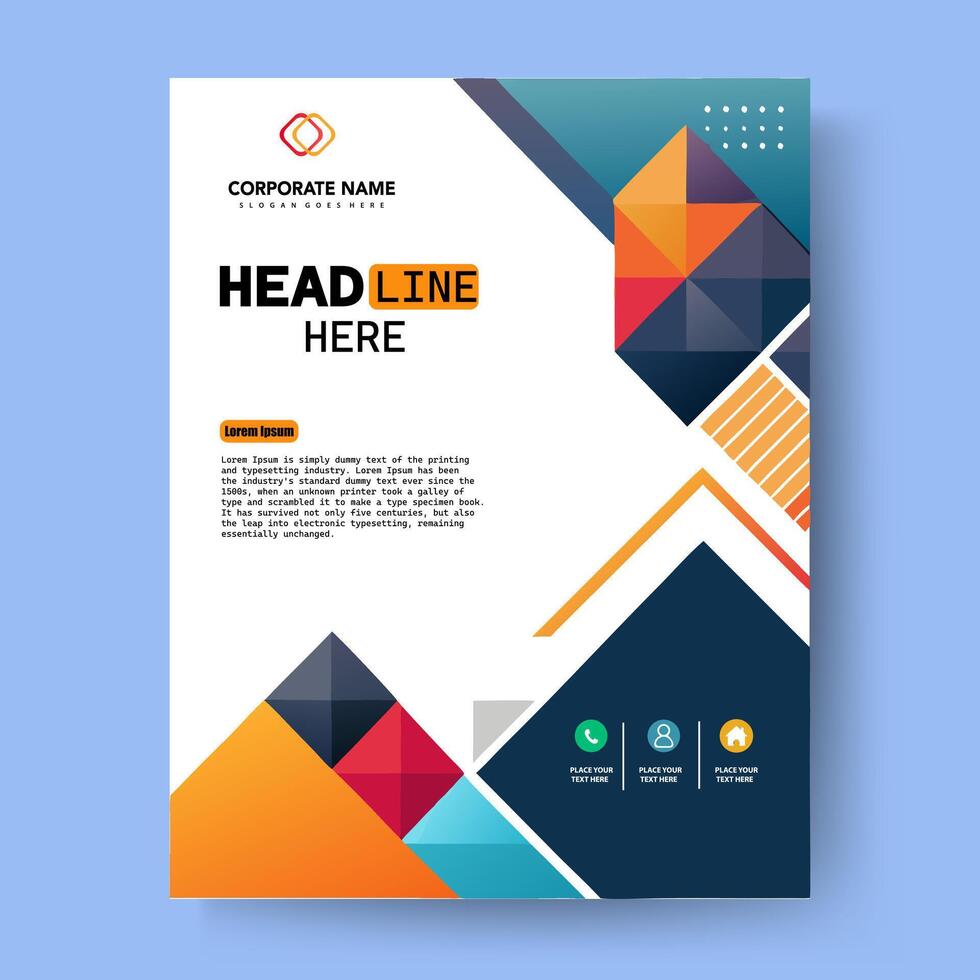 A brochure template with colorful geometric shapes vector