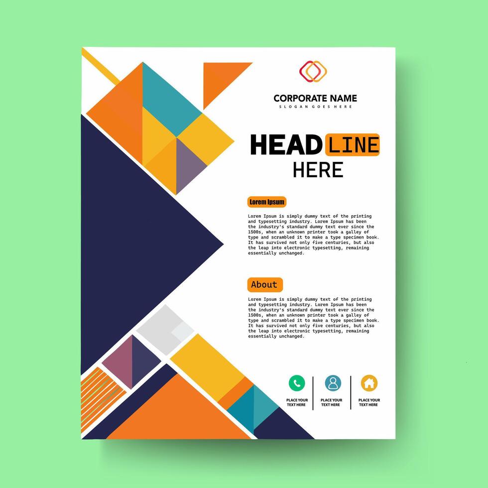 A flyer template with geometric shapes vector