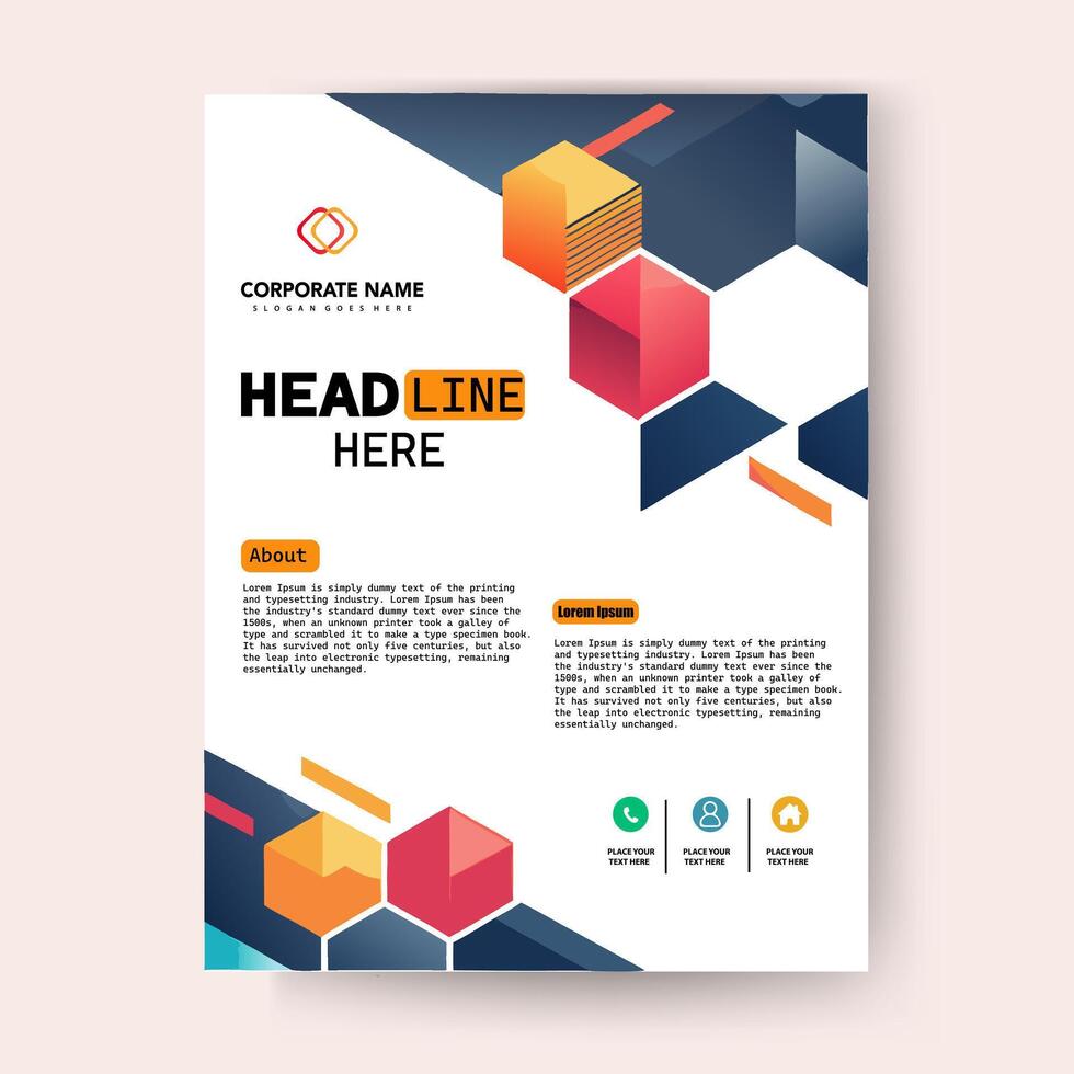 A brochure template with colorful geometric shapes vector