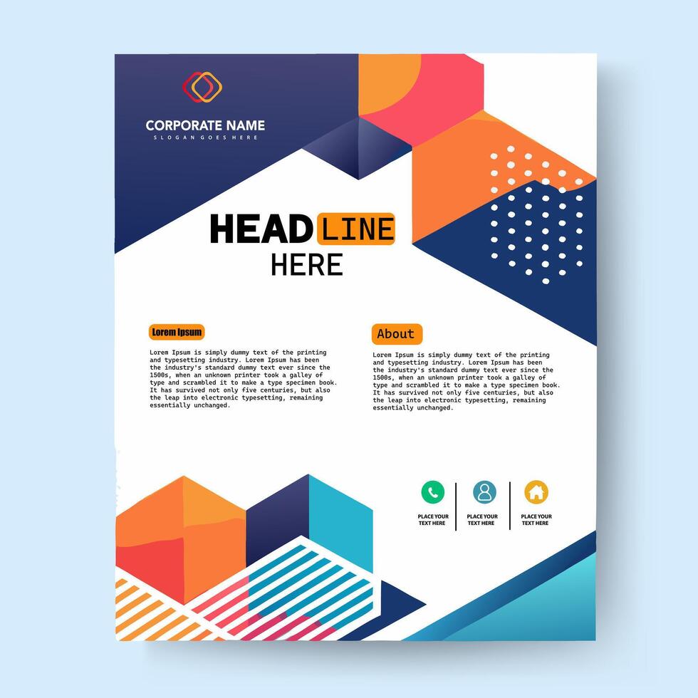 A brochure template with geometric shapes vector