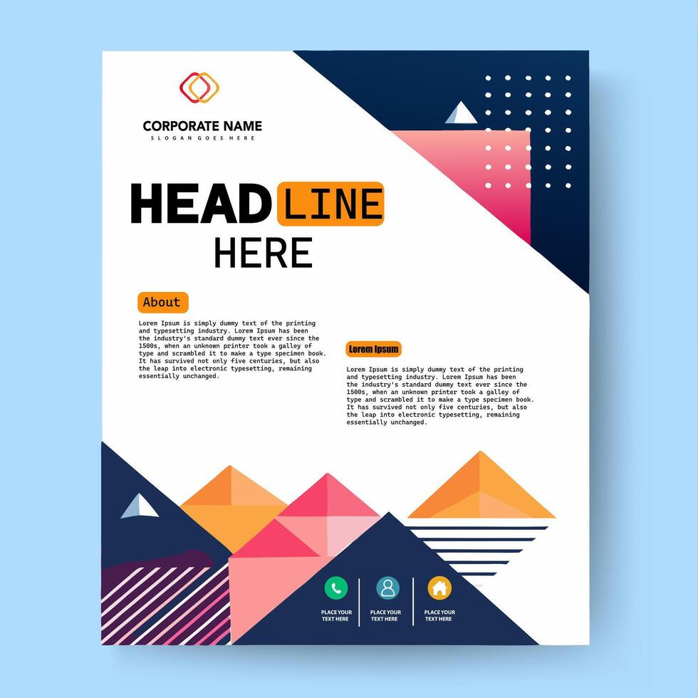 Abstract business flyer template with geometric shapes vector