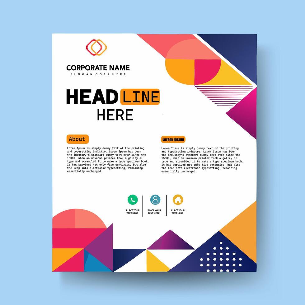 A colorful flyer template with geometric shapes vector