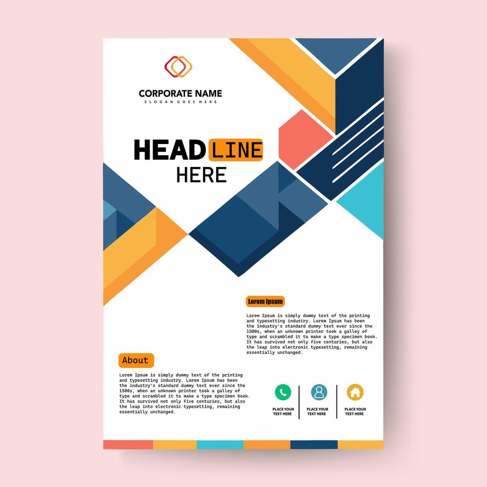 A brochure template with colorful geometric shapes vector