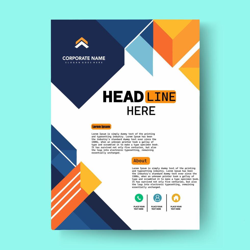 A4 business flyer template with geometric shapes vector