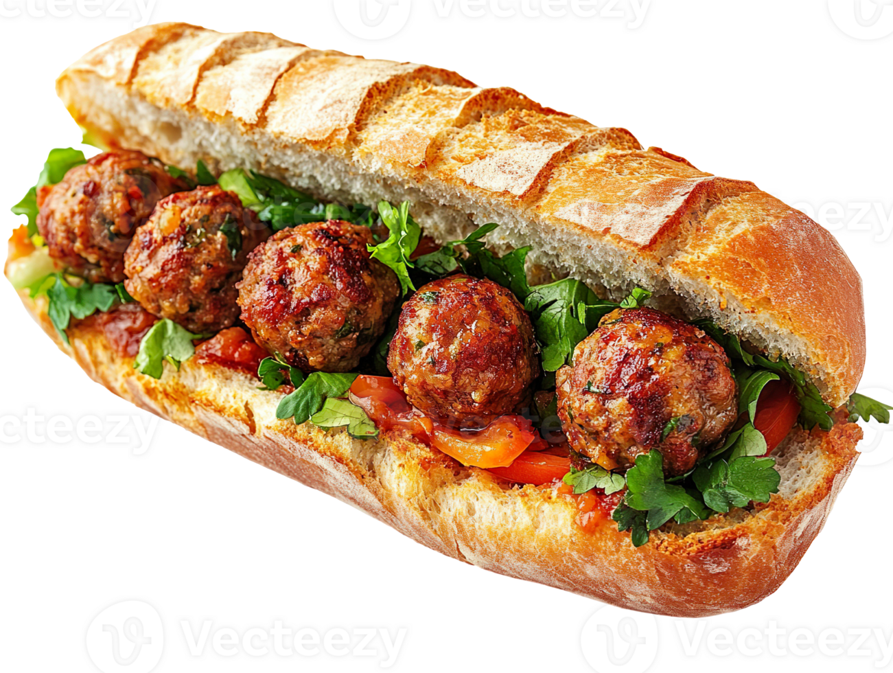 Meatball Sandwich isolated on transparent background png