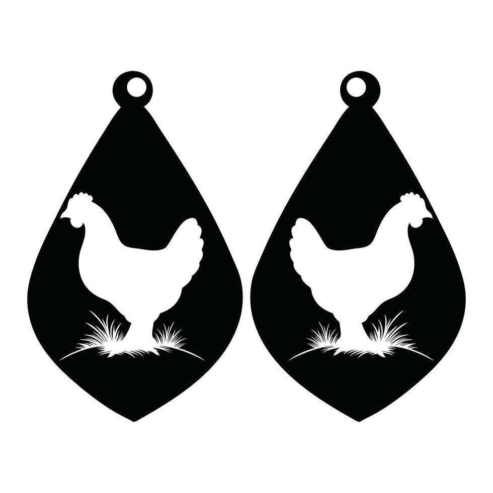 Wooden Hen Earrings Cut File vector