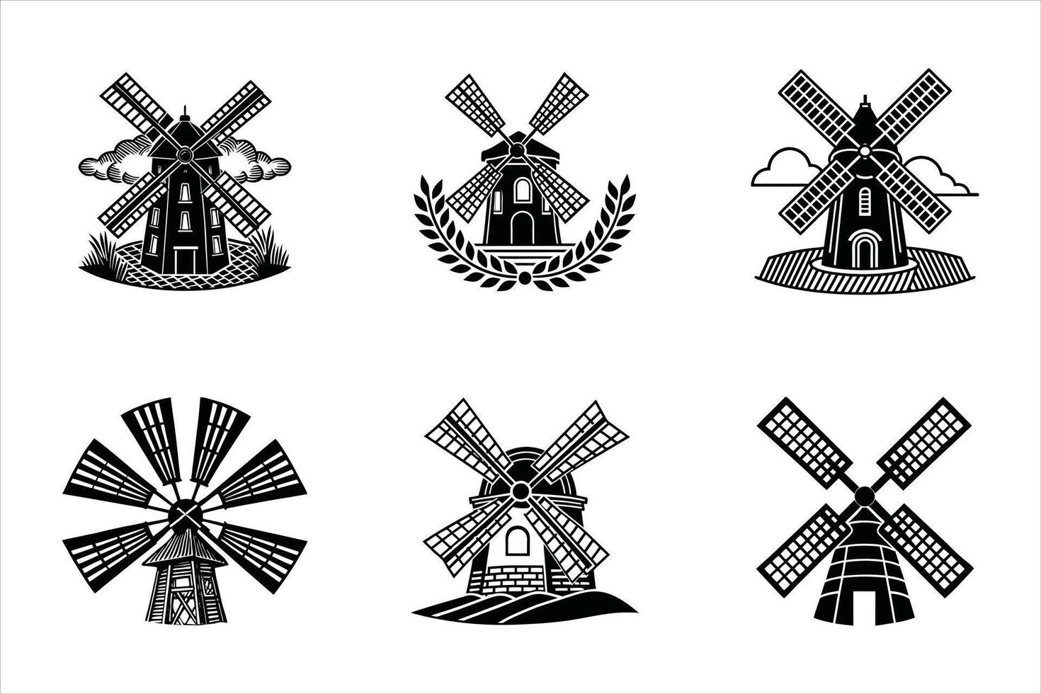 Majestic Windmill Spinning in the Breeze vector