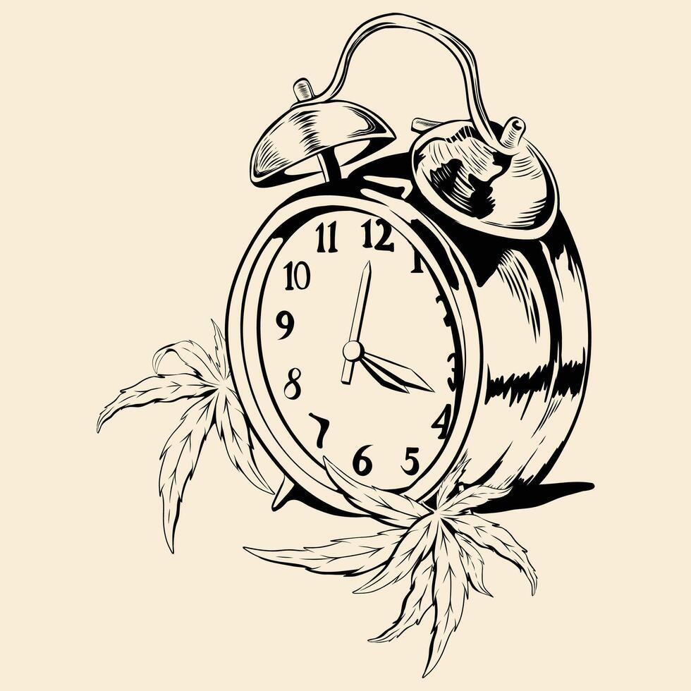 A Alarm Clock line art Illustration vector