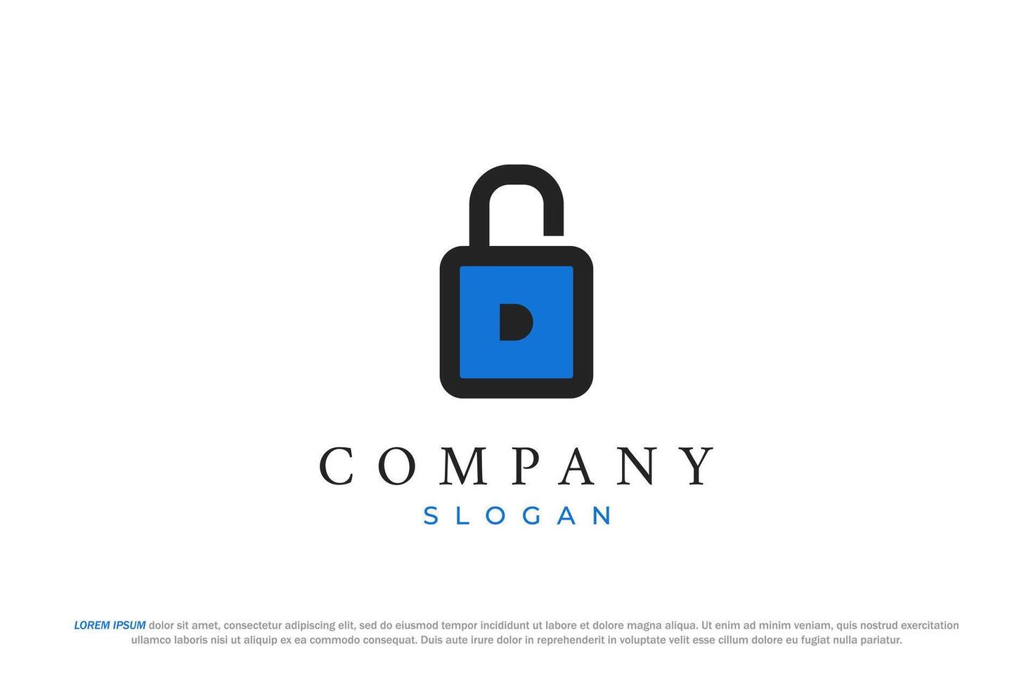 letter d and security padlock logo design vector