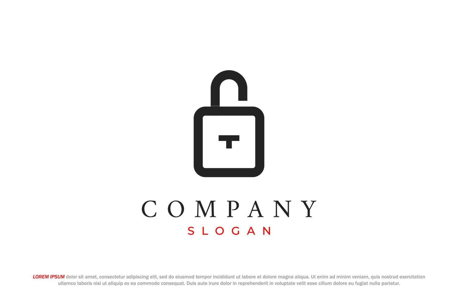 security padlock letter t logo vector