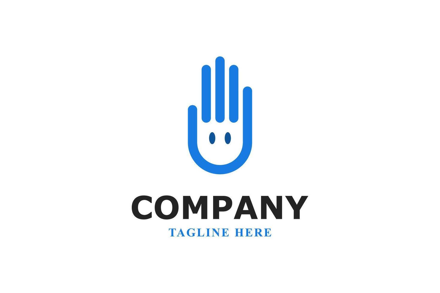 hand and smile face logo design vector