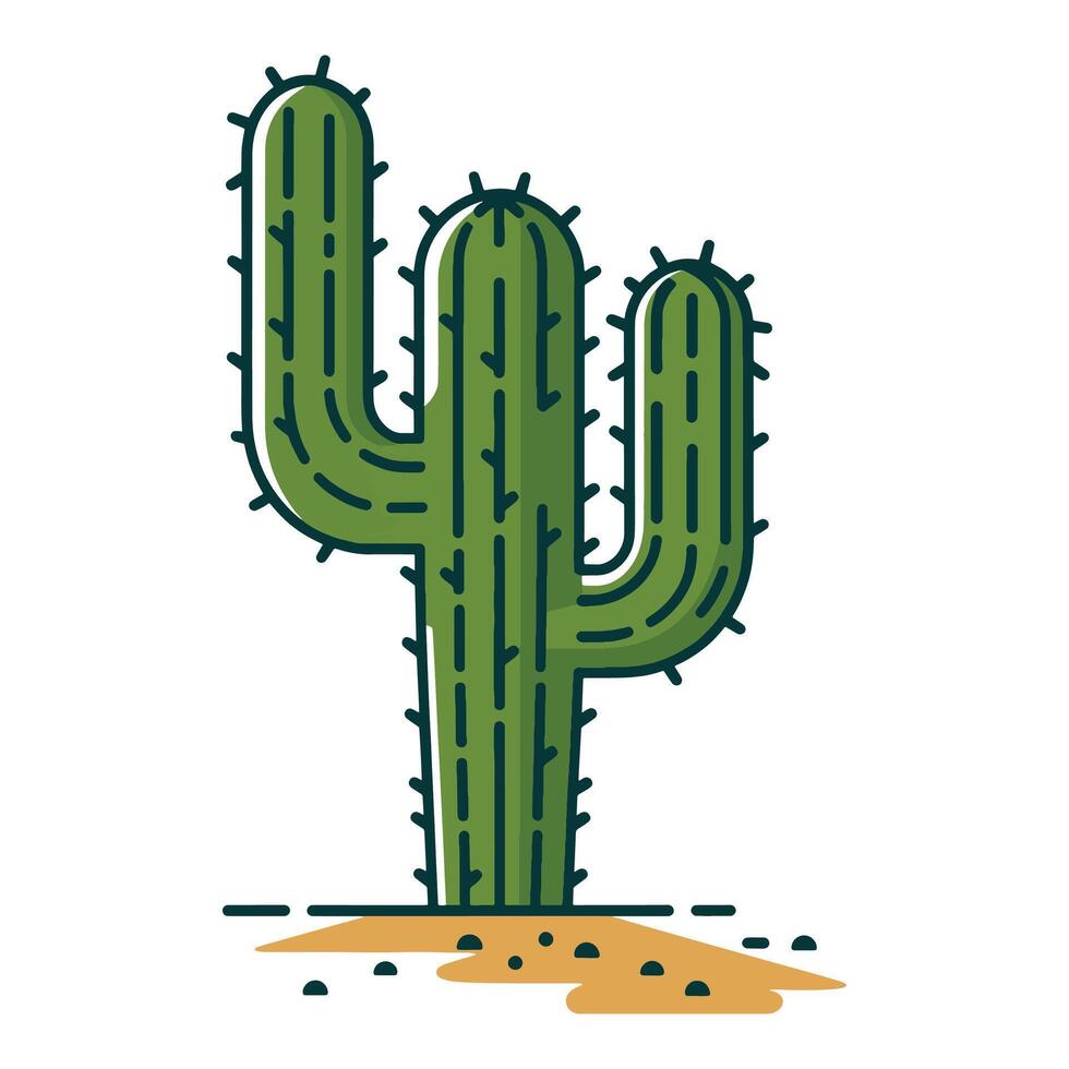 Cactus icon. Dry exotic plant with spines, symbolizing desert vegetation. Simple flat illustration vector