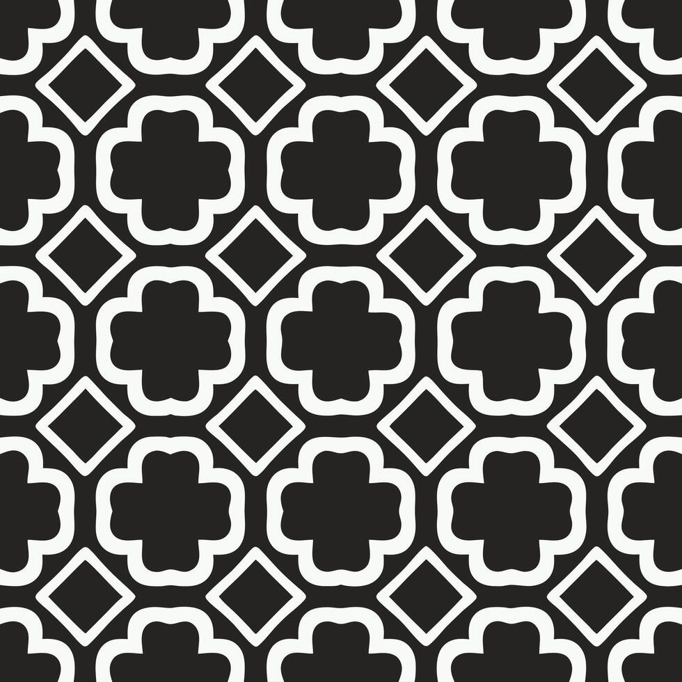 Black and White Moroccan Tile Pattern Elegant Geometric Design vector