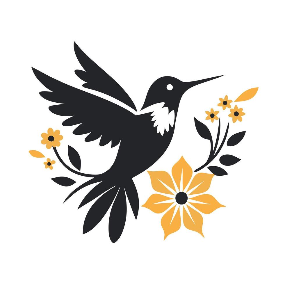 Artistic Hummingbird Engraving Monochrome Wildlife Illustration vector