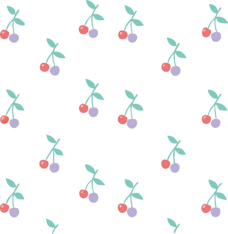 Cute Cherry Pattern Adorable Red Fruit Illustration for Seamless Design vector