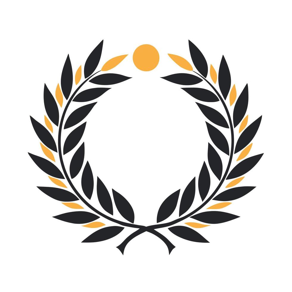 Black and White Laurel Wreath Silhouette Elegant Symmetrical Design vector
