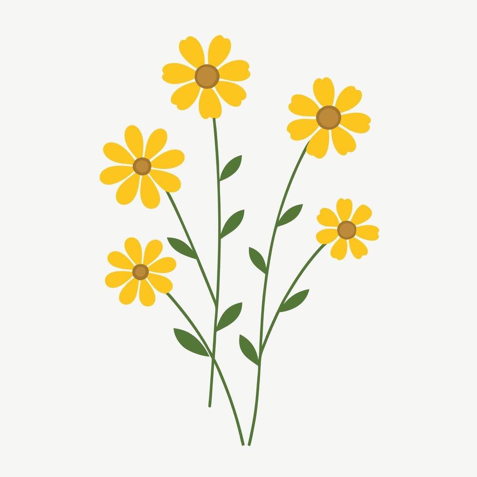Hand-Drawn Daisy Clipart Minimalist Floral Illustration for Design Projects vector