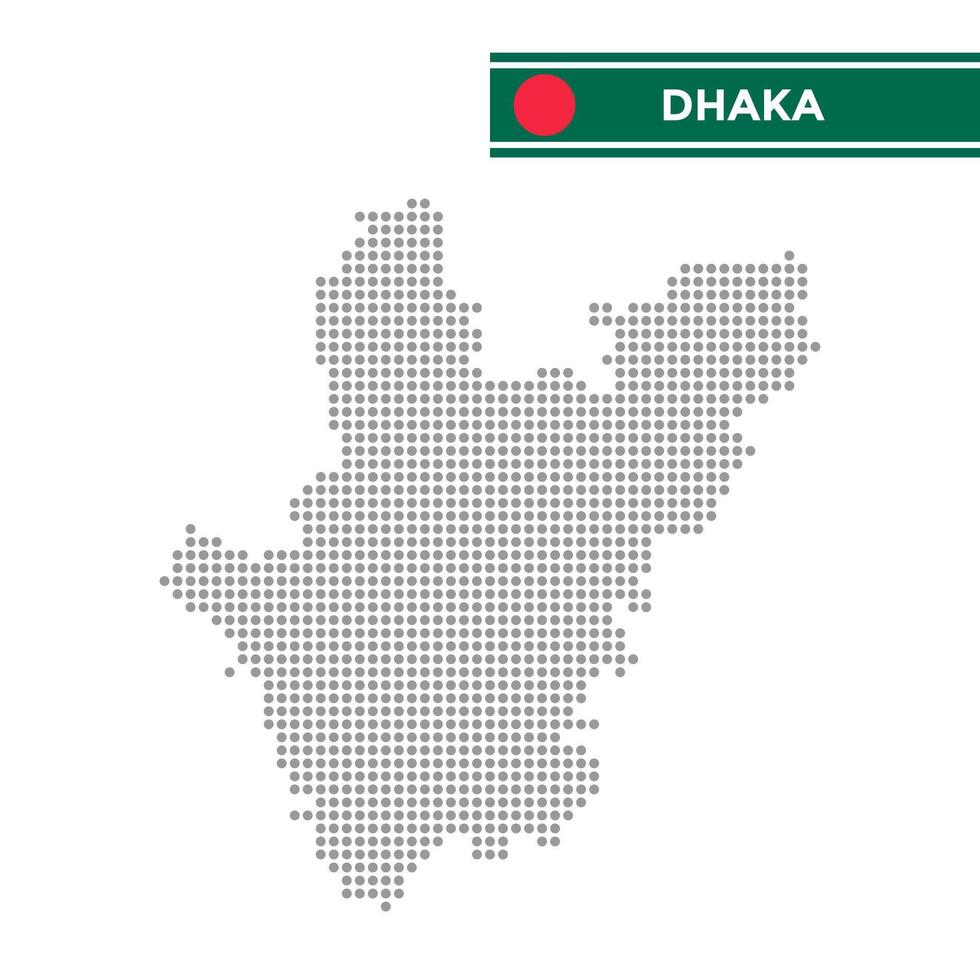 Dotted map of Dhaka in Bangladesh vector