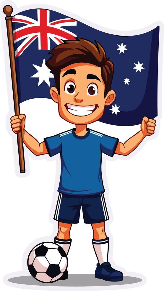 A cartoon boy holding an australian flag vector