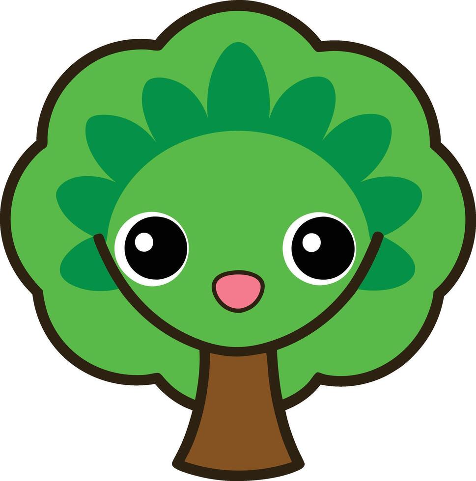 A cartoon tree with eyes and a smile vector