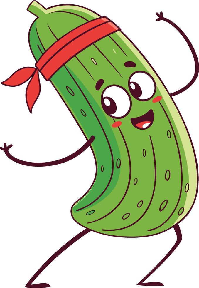 A cartoon pickle character with a bandana on its head vector
