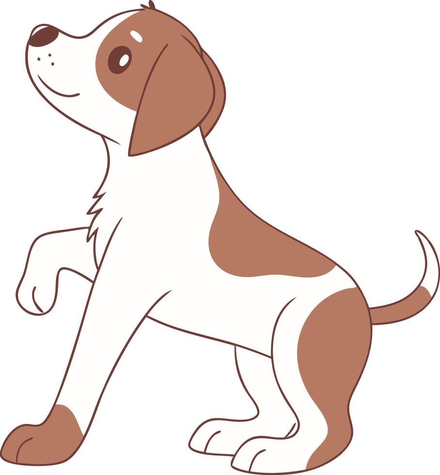 A cartoon brown and white dog standing up vector