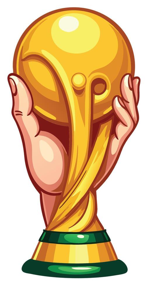 Hand holding a golden cup illustration vector