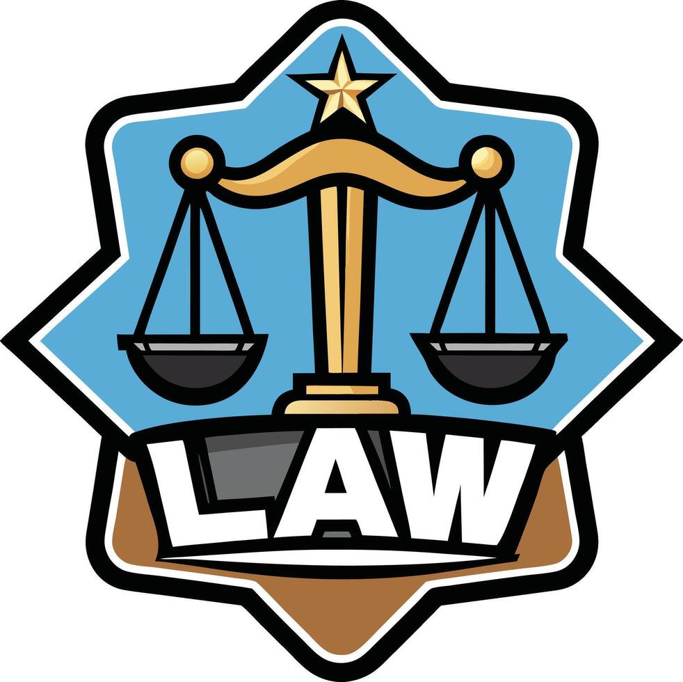Law logo with scales and star vector
