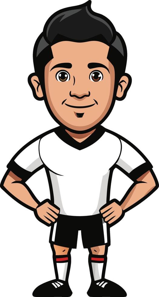 A cartoon soccer player standing with his hands on his hips vector