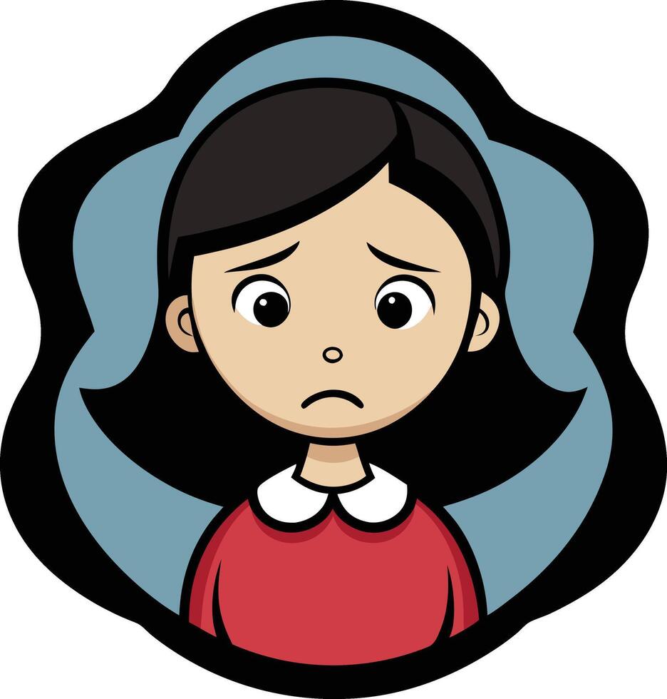 A cartoon girl with a sad face vector