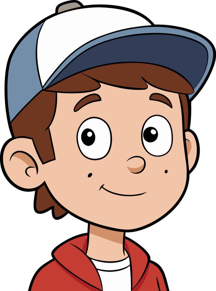 Young boy wearing a cap smiles genuinely at the viewer vector