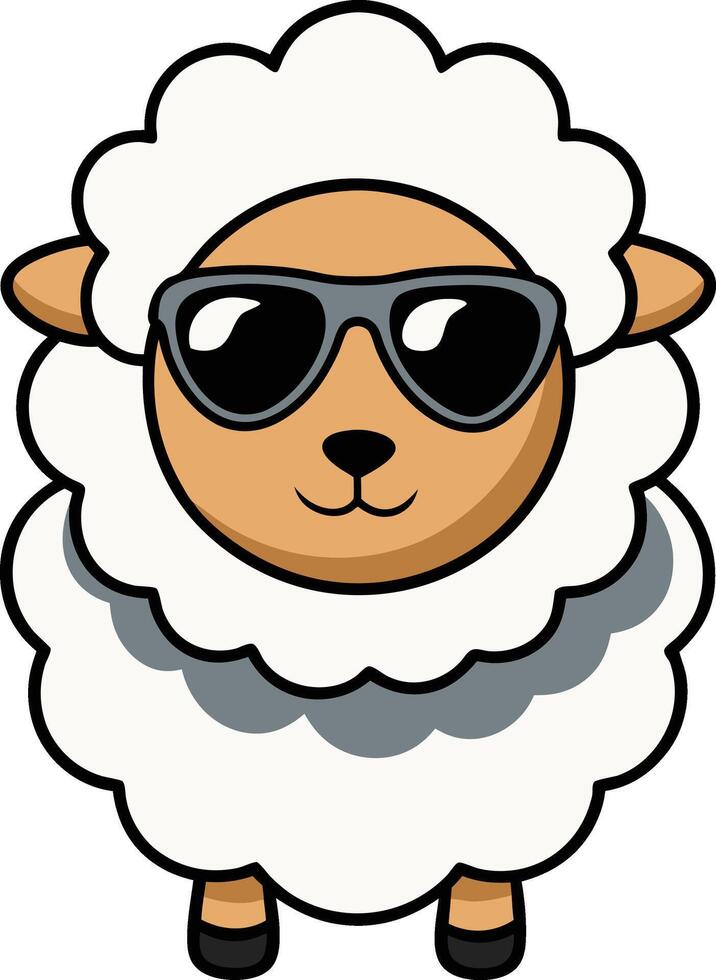A cartoon sheep wearing sunglasses and wearing a hat vector