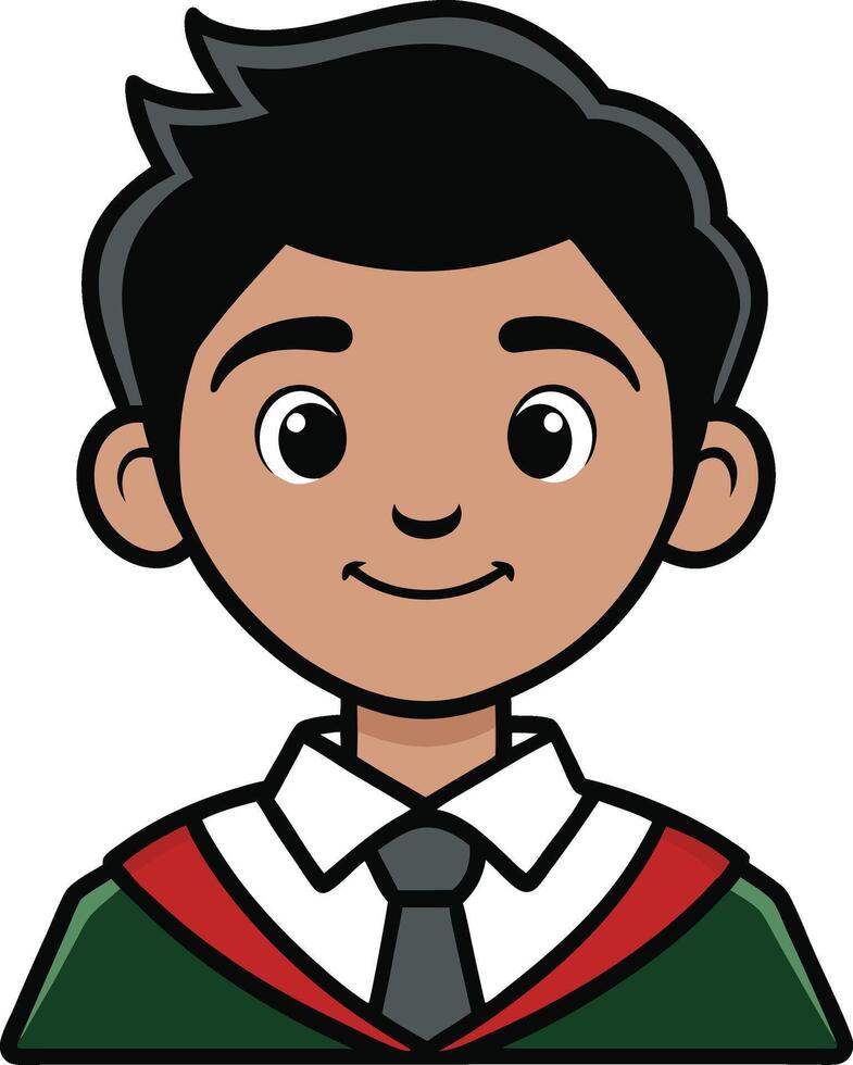A cartoon boy wearing a tie and a green shirt vector