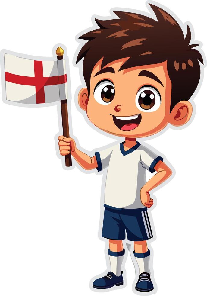 A cartoon boy holding an england flag vector