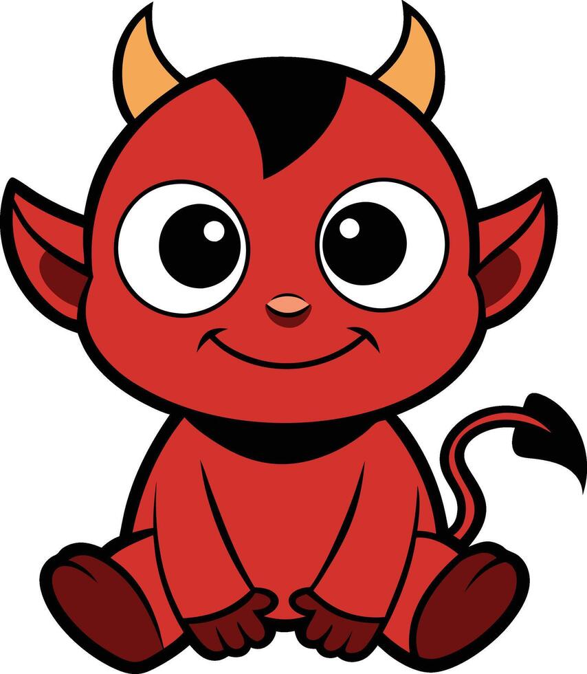 A cartoon devil with horns and a big smile vector