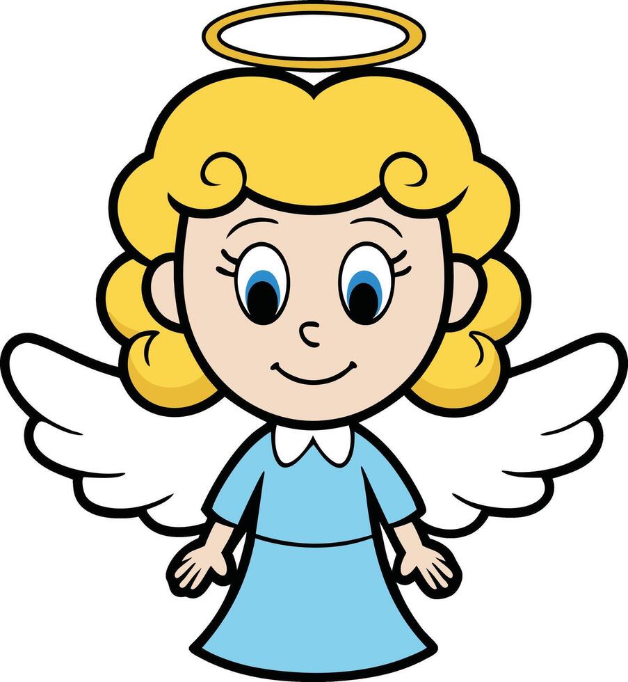 Angel's Gentle Presence A sweet illustration of an angel, exuding peace and serenity vector