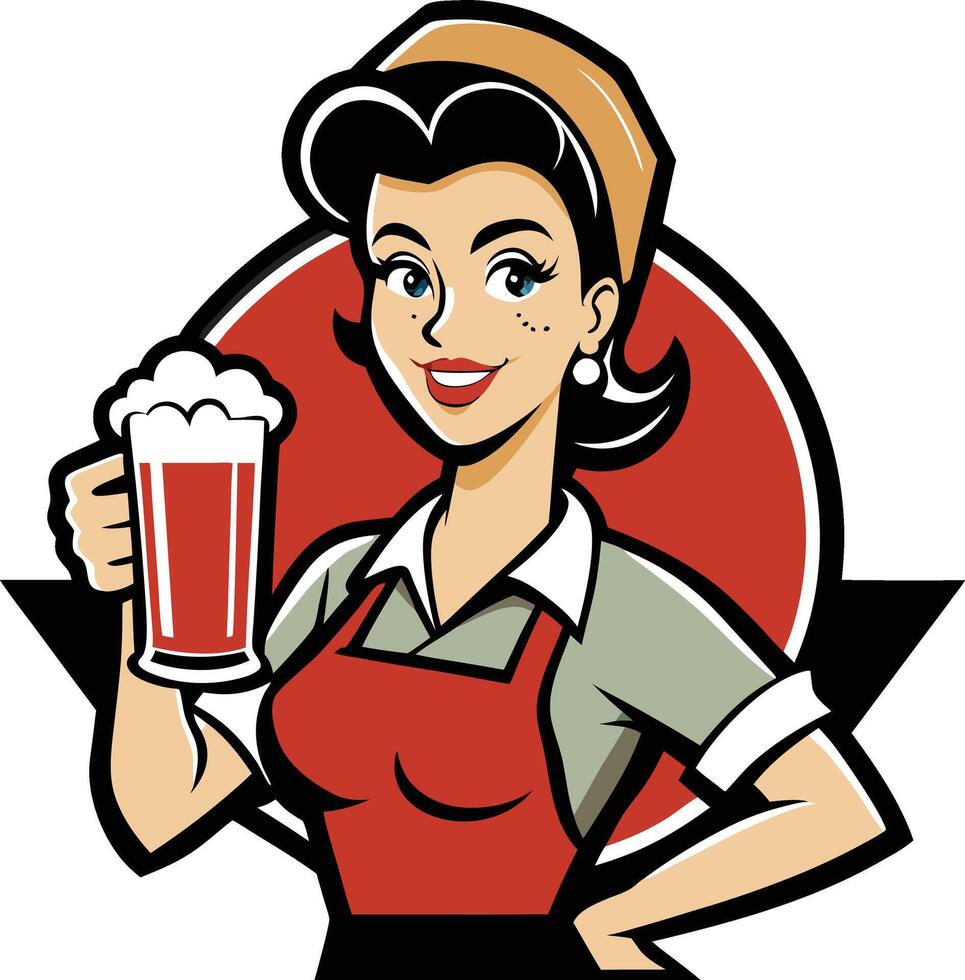 A woman holding a beer mug vector