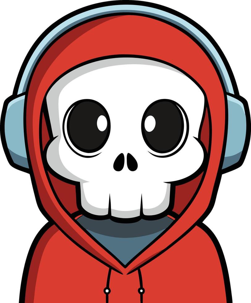 Skull DJ in red hoodie vector