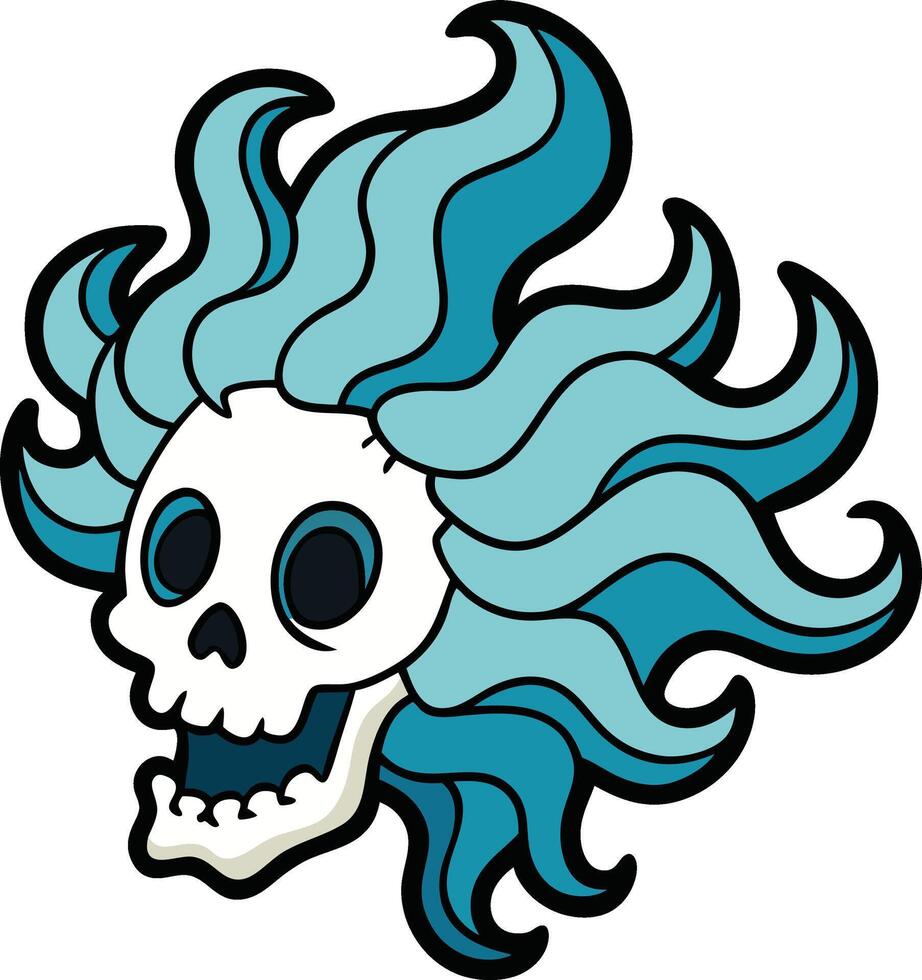 Skull with blue hair vector