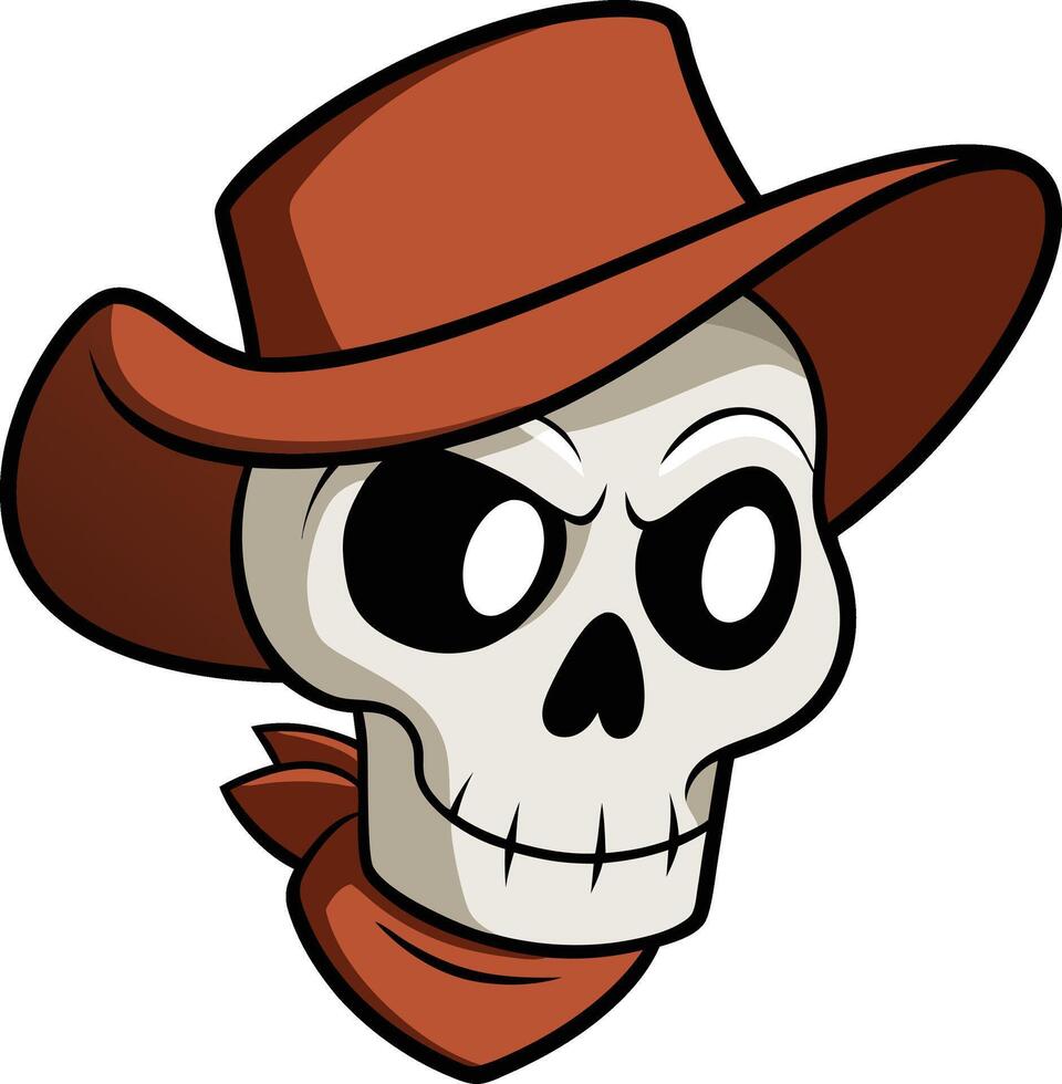 Skull wearing a cowboy hat and bandana vector