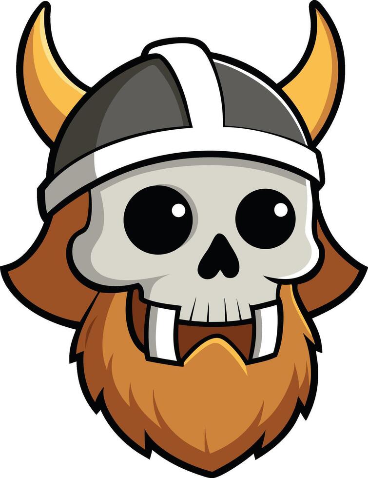 Viking skull wearing a horned helmet, embodying a blend of historical imagery and fantasy elements vector