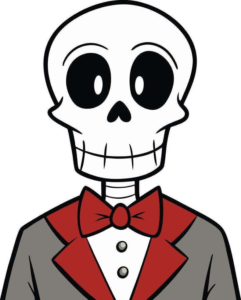 Skeleton, dapper in a suit and bow tie vector