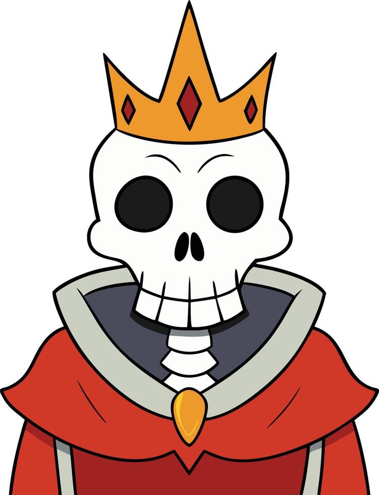 Skeletal king adorned with a golden crown vector